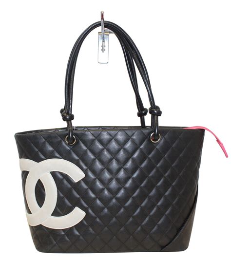 chanel cambon large tote black white cc|Chanel large tote bag price.